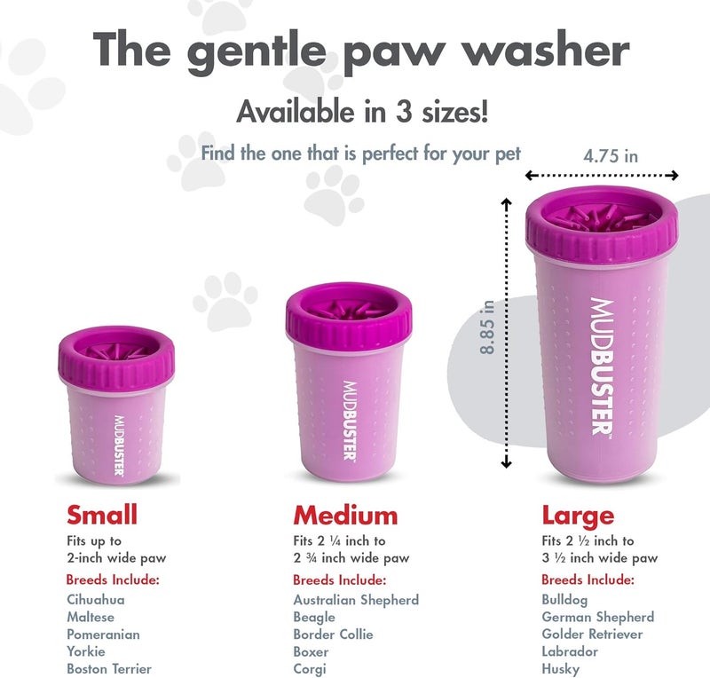 Dexas Mudbuster Portable Dog Paw Washer/Paw Cleaner, Large, Fuchsia - Image 3