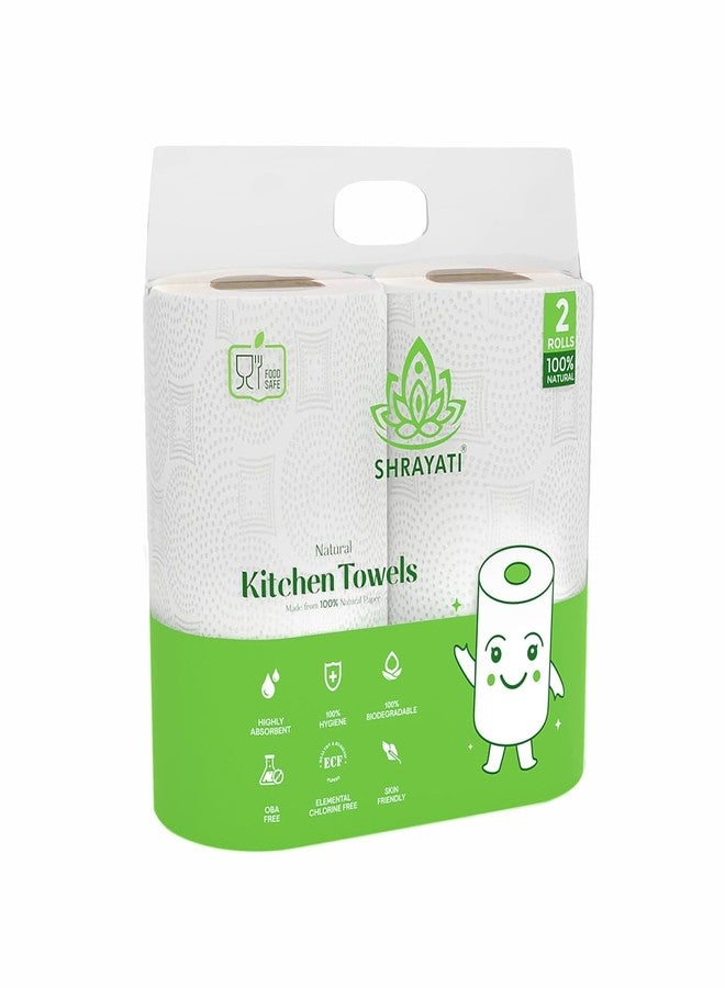 Shrayati Kitchen Towel/Tissue Paper Roll - 2 Ply, 60 Pulls Per Roll, Super Soft, Highly Absorbent Kitchen Tissue Roll, Embossed Design - Kitchen Roll (Pack of 2) - Image 1