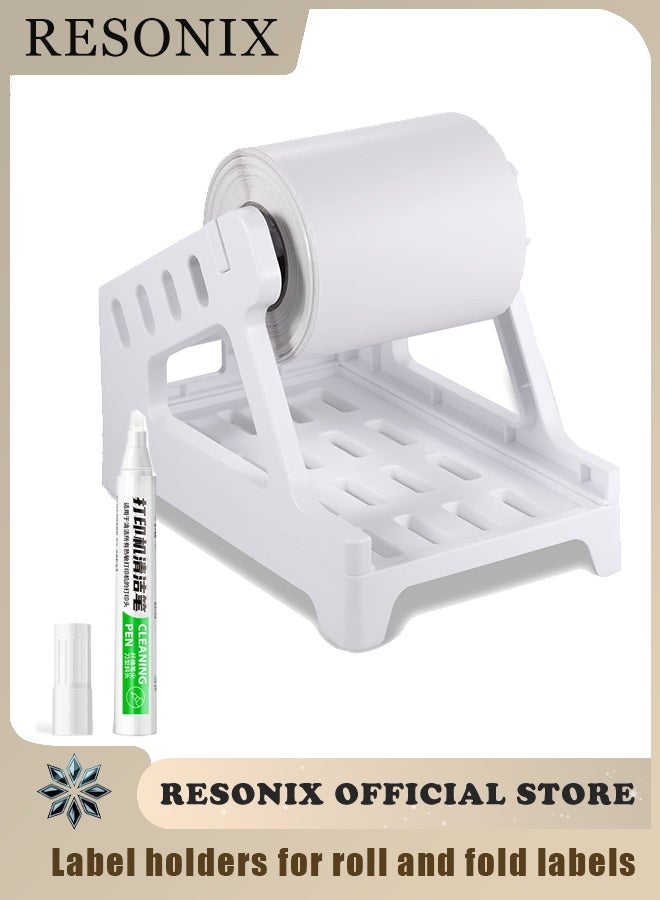 RESONIX Universal Roll and Fold Label Holder for Desktop Thermal Printers White Compatible with Label Printer Shelf Labels Storage Bins Wire Shelf Tags for Home Office Organization and Everyday Use - Image 1