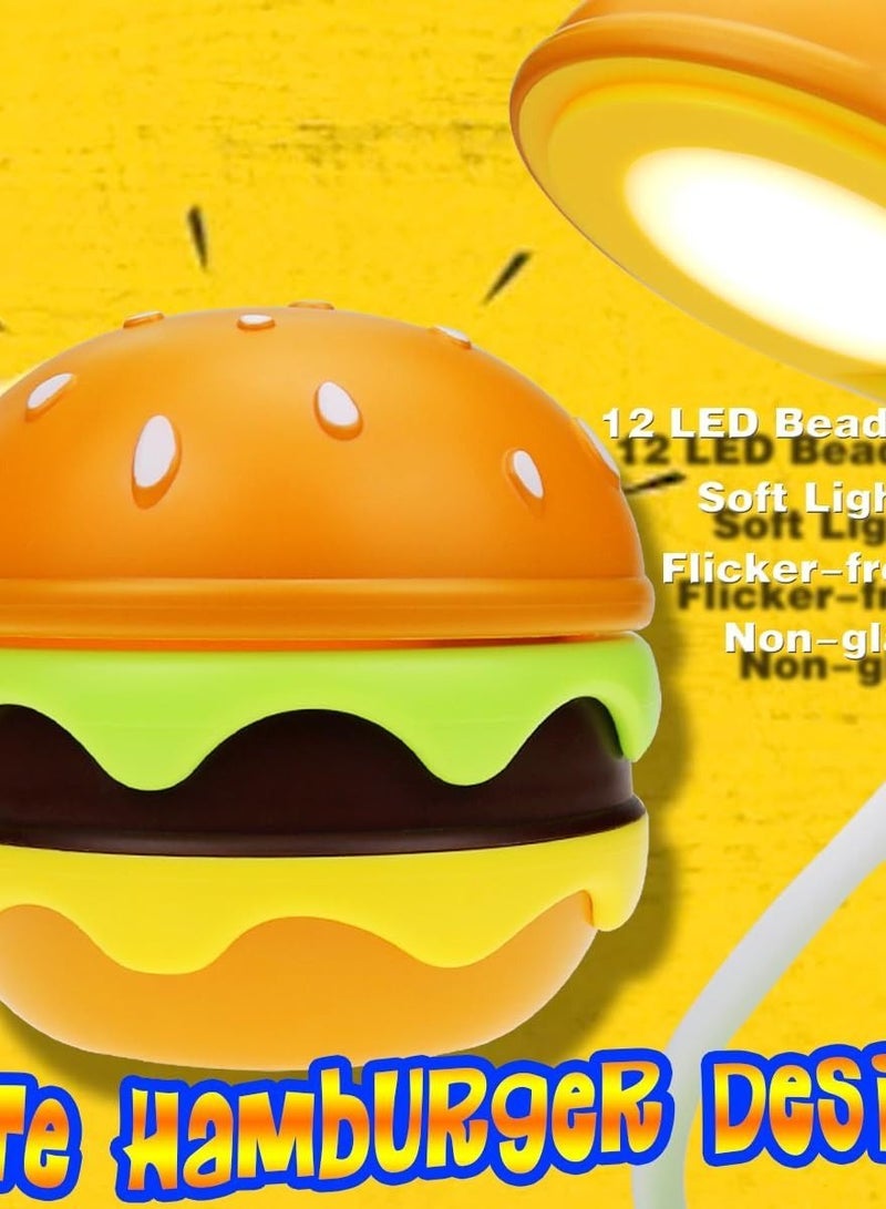 Captaintech Rechargeable Hamburger Desk Lamp for Kids, Adjustable Neck, Dimmable Touch Switch, Cute Nursery Night Light, Kawaii Desk Accessories, Perfect Room Decor for Boys and Girls Gifts - Image 1