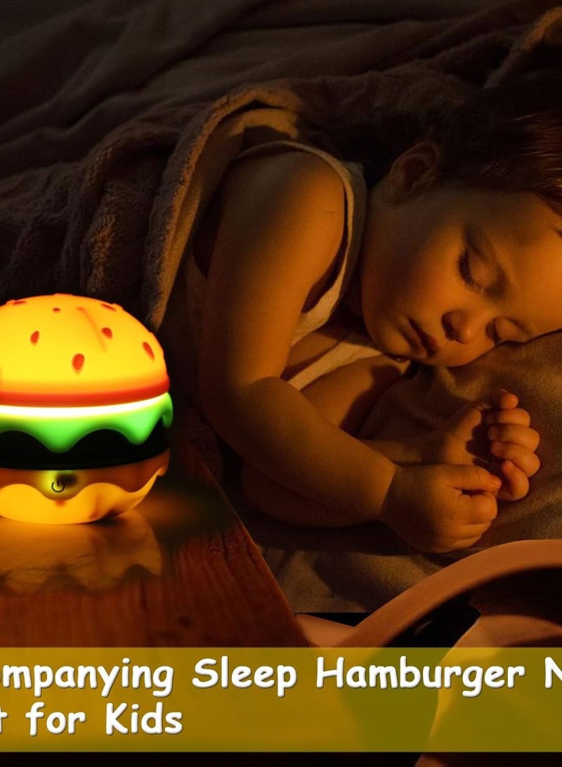 Captaintech Rechargeable Hamburger Desk Lamp for Kids, Adjustable Neck, Dimmable Touch Switch, Cute Nursery Night Light, Kawaii Desk Accessories, Perfect Room Decor for Boys and Girls Gifts - Image 2