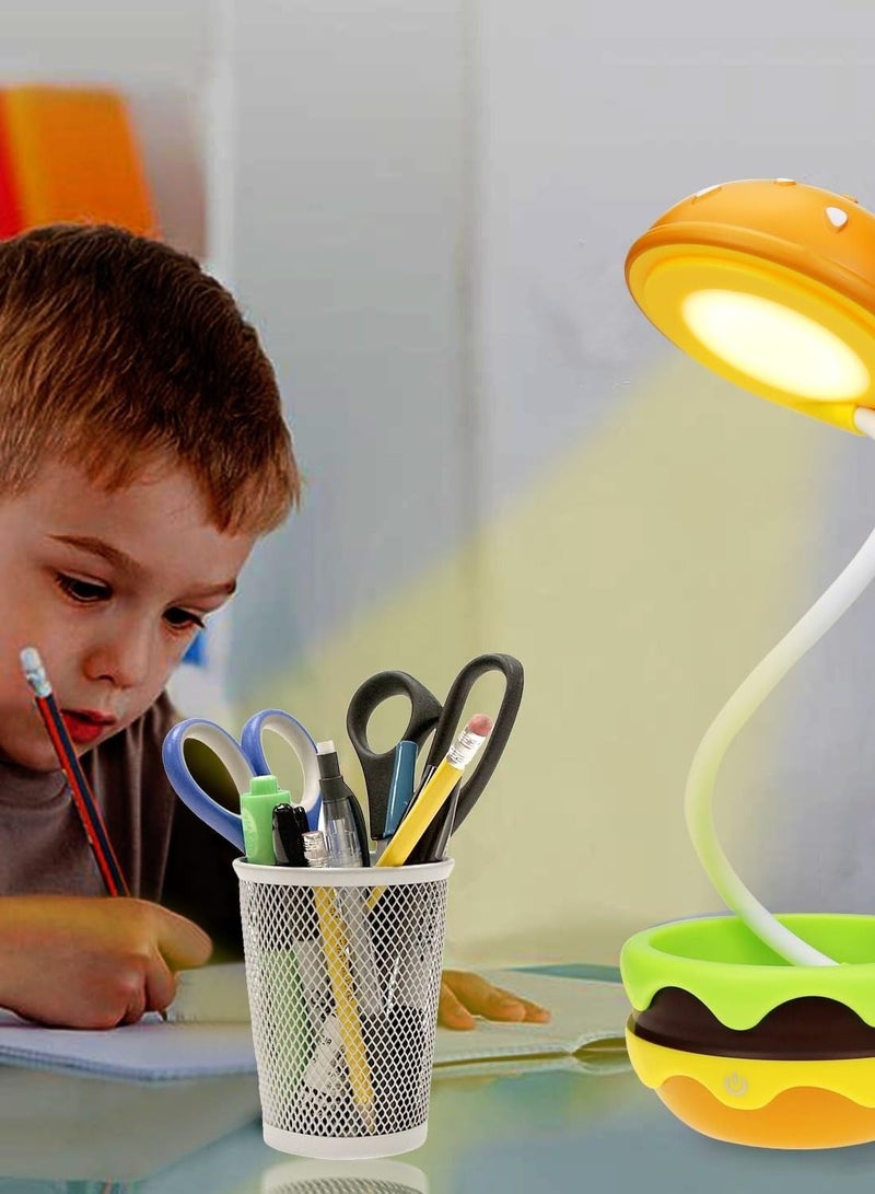 Captaintech Rechargeable Hamburger Desk Lamp for Kids, Adjustable Neck, Dimmable Touch Switch, Cute Nursery Night Light, Kawaii Desk Accessories, Perfect Room Decor for Boys and Girls Gifts - Image 3