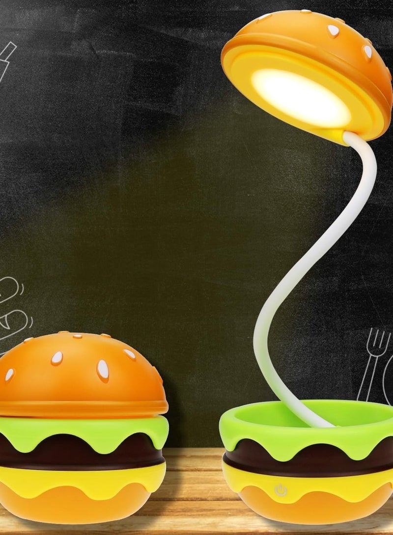 Captaintech Rechargeable Hamburger Desk Lamp for Kids, Adjustable Neck, Dimmable Touch Switch, Cute Nursery Night Light, Kawaii Desk Accessories, Perfect Room Decor for Boys and Girls Gifts - Image 5