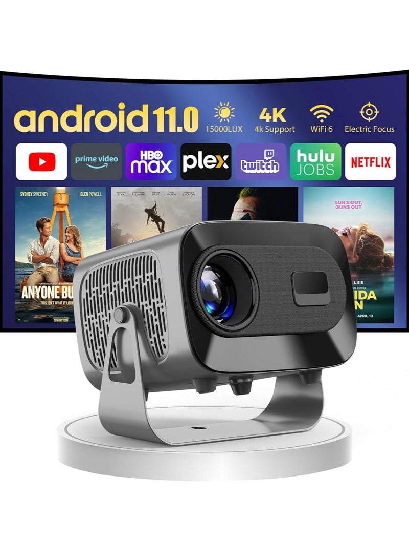 جهاز عرض LCD - يدعم 4K - يدعم 160 بوصة - جهاز عرض محمول مع جهاز تحكم عن بعد - واي فاي 5G وبلوتوث - التركيز الكهربائي - مسرح منزلي متنقل - جهاز عرض أفلام متوافق مع Android / iOS / Windows / TV Stick / PC - Image 1