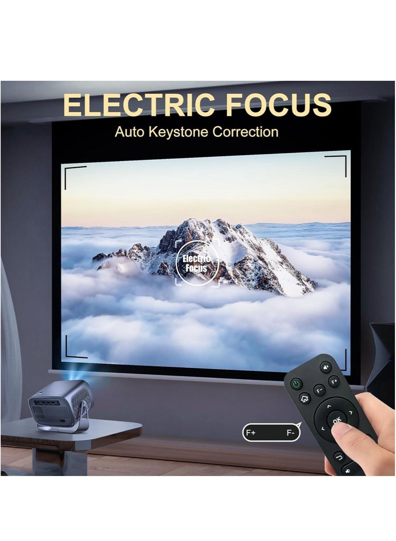 جهاز عرض LCD - يدعم 4K - يدعم 160 بوصة - جهاز عرض محمول مع جهاز تحكم عن بعد - واي فاي 5G وبلوتوث - التركيز الكهربائي - مسرح منزلي متنقل - جهاز عرض أفلام متوافق مع Android / iOS / Windows / TV Stick / PC - Image 2