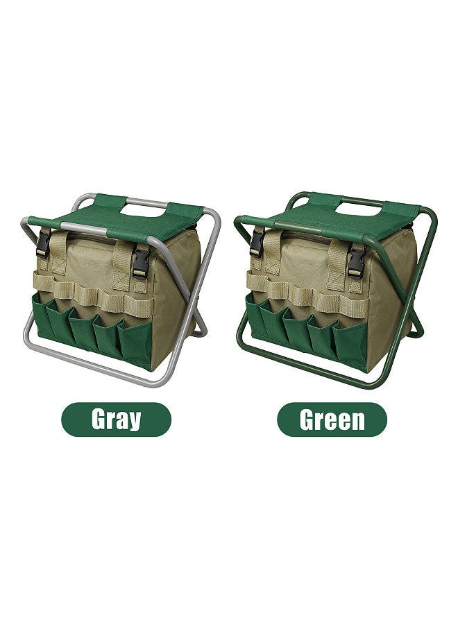 Generic Gardening Tote Bag with Folding Stool Hand Tool Storage Bag Gardening Tool Kit Organizer Lawn Yard Bag Carrier  - Image 3