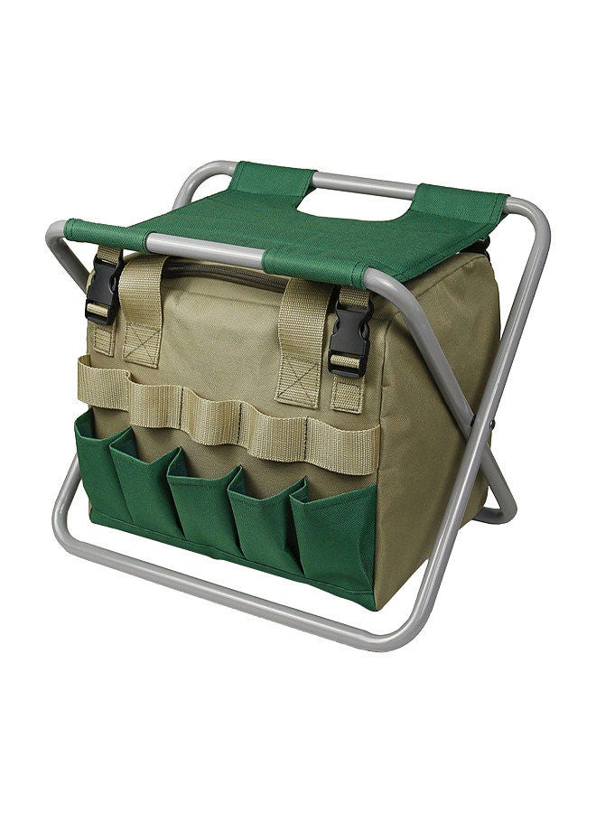 Generic Gardening Tote Bag with Folding Stool Hand Tool Storage Bag Gardening Tool Kit Organizer Lawn Yard Bag Carrier  - Image 1