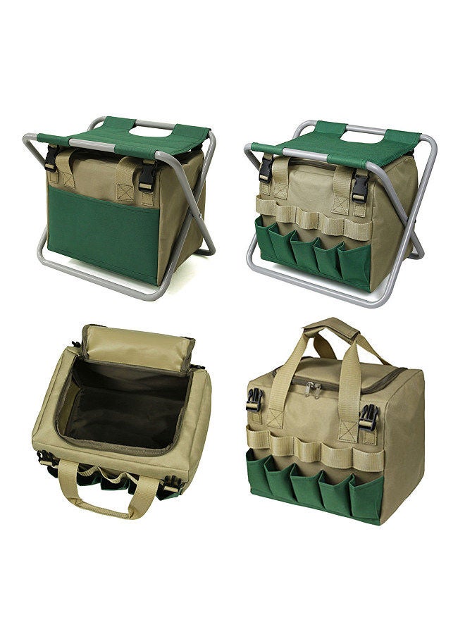 Generic Gardening Tote Bag with Folding Stool Hand Tool Storage Bag Gardening Tool Kit Organizer Lawn Yard Bag Carrier  - Image 4