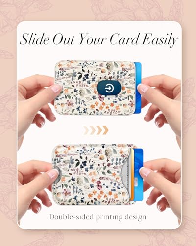 Shorogyt Compatible with Magsafe Wallet Magnetic Card Holder - Watercolor Flower Phone Wallets for Women Teen Girls Cute for iPhone 17/16/15/14/13/12 Series Slim for Apple Mag Magnet, Fit 3 Cards - Image 4