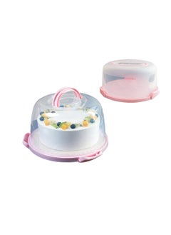 Portable Cake Carrier with Handle Round Storage Box for 10 Inch Cakes and Cupcakes with Lid Ideal for Parties and Events Pink
