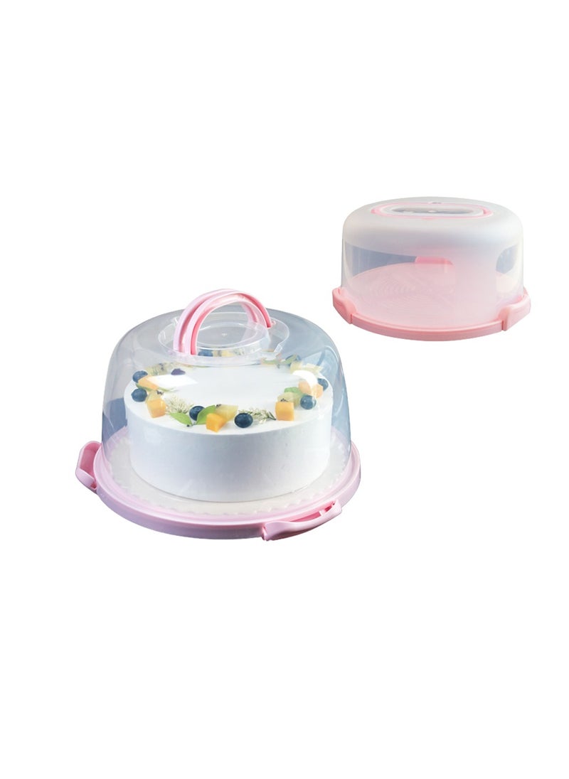 Generic - Portable Cake Carrier with Handle Round Storage Box for 10 Inch Cakes and Cupcakes with Lid Ideal for Parties and Events Pink - Image 1