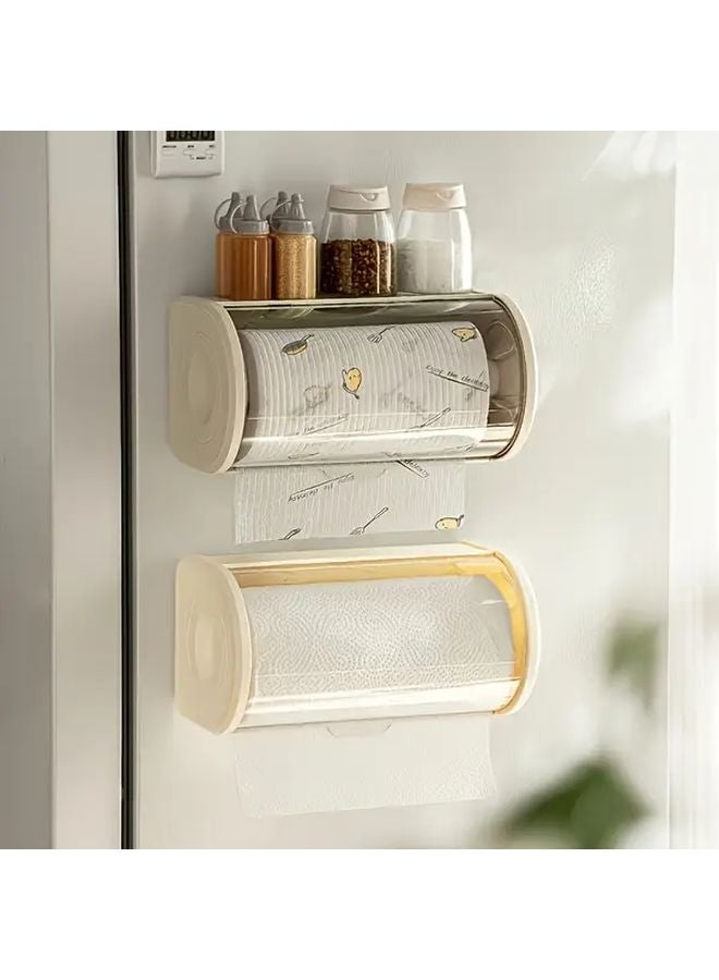 Modern Grey Tissue Storage Box With Lid Wall Mounted Toilet Paper Holder - Image 3