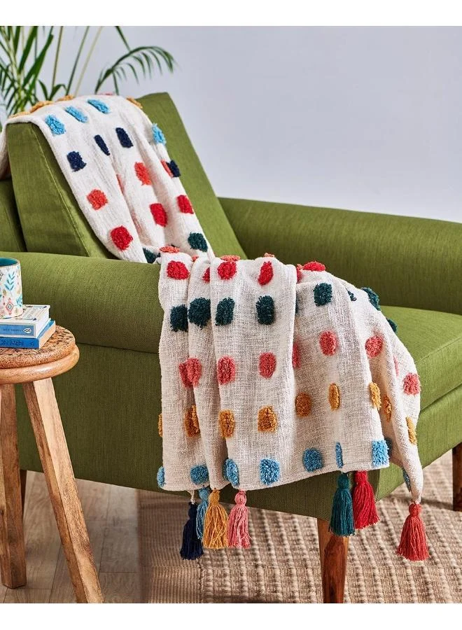 Chumbak Rainbow Tassel  Throw