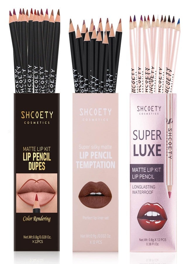 SHCOETY Matte Lip Liner Set, 36 Pieces Waterproof Lip Pencils,Assorted Colors - Image 1