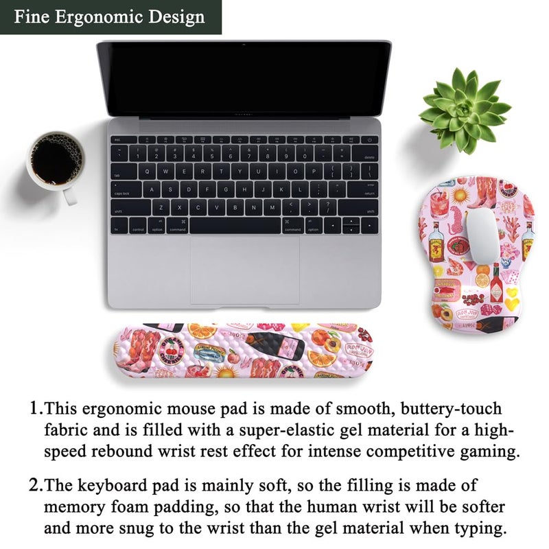 Mechanical Cattle Cute Pink Mouse Pad and Keyboard with Wrist Rest Ergonomic Aesthetic Gaming Mouse Pads, Best Desk Decor Office Cute Pink Desk Accessories Mouse Pad with Wrist Rest, Vacation Style Soft Gel Material - Image 4