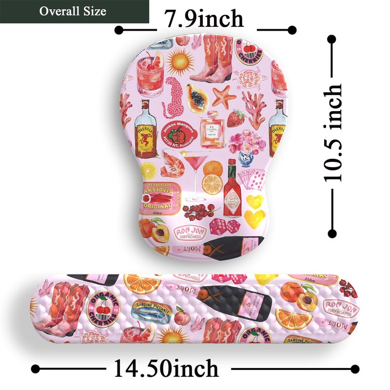 Mechanical Cattle Cute Pink Mouse Pad and Keyboard with Wrist Rest Ergonomic Aesthetic Gaming Mouse Pads, Best Desk Decor Office Cute Pink Desk Accessories Mouse Pad with Wrist Rest, Vacation Style Soft Gel Material - Image 5