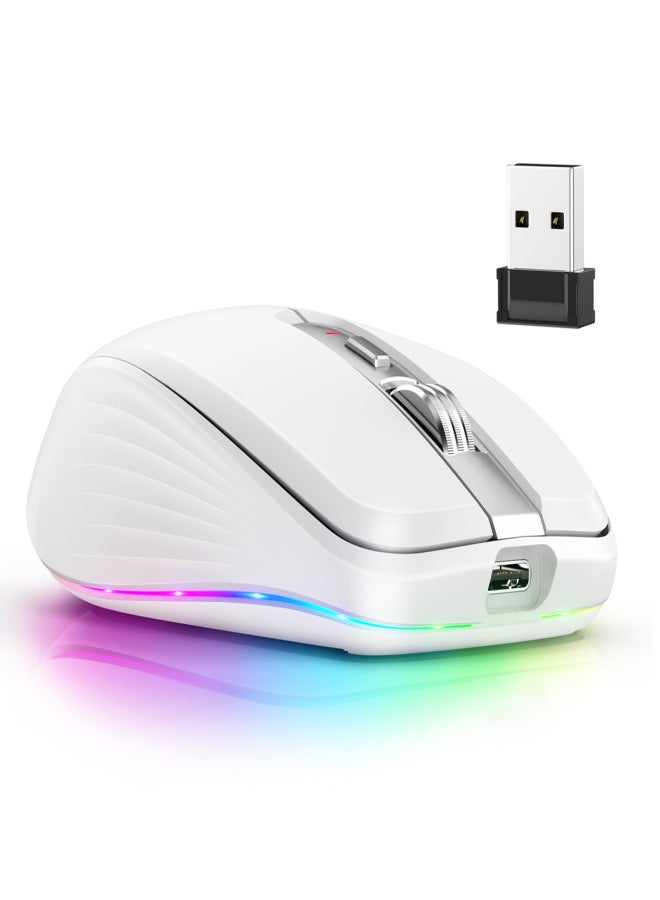 إف ماوس فأرة ألعاب لاسلكية ثنائية الوضع FMOUSE 2.4G+BT5.1، تصميم مريح، 4 مستويات DPI قابلة للتعديل، بطارية مدمجة قابلة للشحن لأجهزة الكمبيوتر المحمول - Image 1