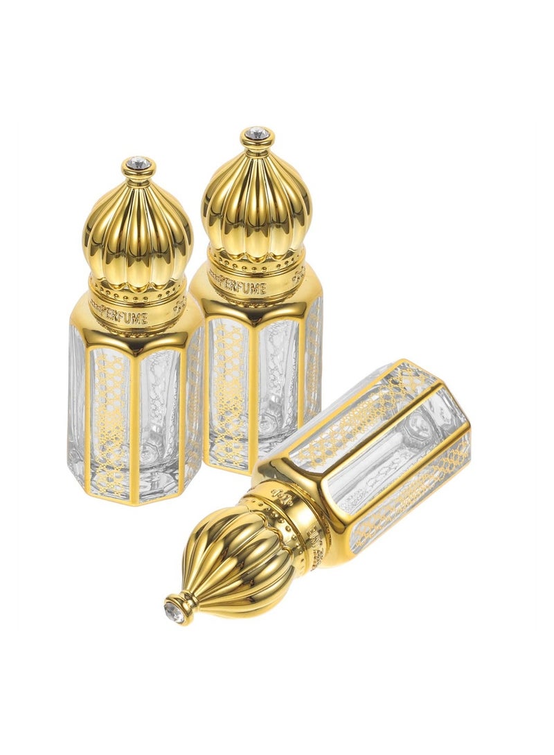 Essential Oil Bottling 3PCS Crystal Glass Roller Bottle Metal Trim Mini Spray Bottles Clear Container Empty Sub Bottle Refillable Perfume Bottles Empty Vintage Glass Perfume Bottle - Image 1