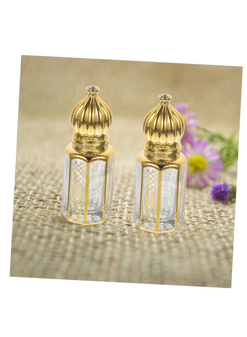 Essential Oil Bottling 3PCS Crystal Glass Roller Bottle Metal Trim Mini Spray Bottles Clear Container Empty Sub Bottle Refillable Perfume Bottles Empty Vintage Glass Perfume Bottle - Image 2