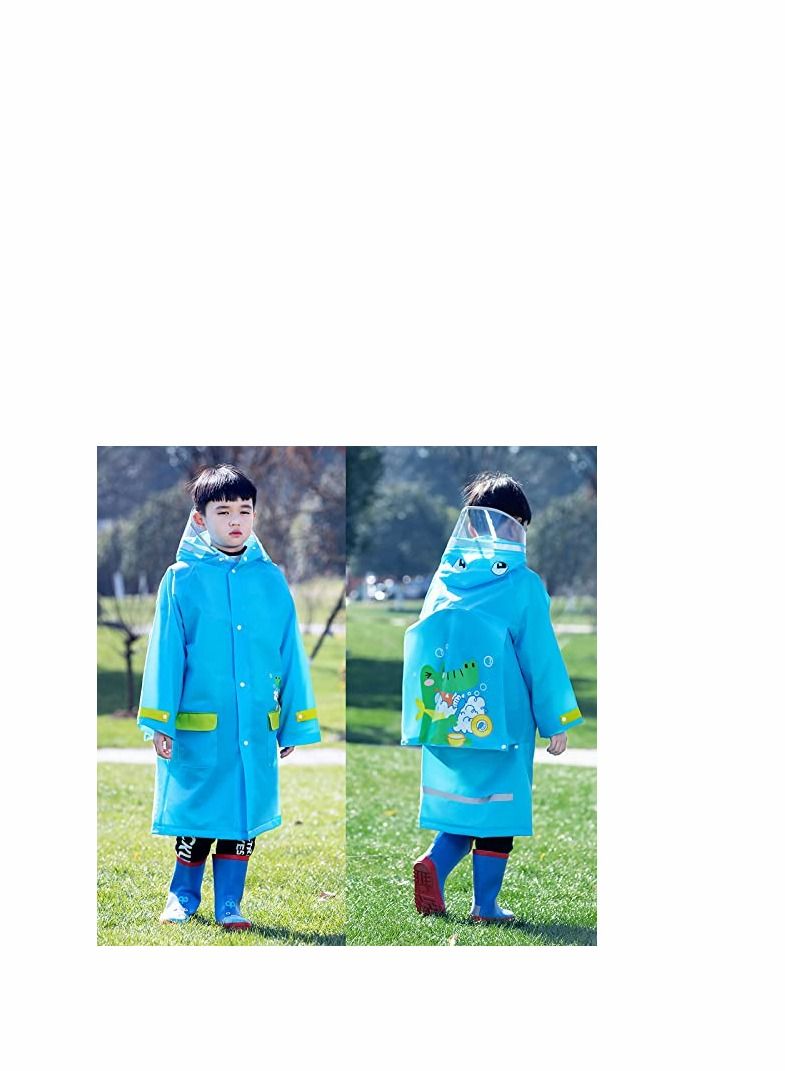 SYOSI Kids Rain Poncho, Children's raincoats, Kids Raincoat Girls Boys Reusable Rain Poncho Jacket, Waterproof Jacket with Hood Toddler Rainwear Rain Coat (Dinosaur M)  - Image 4