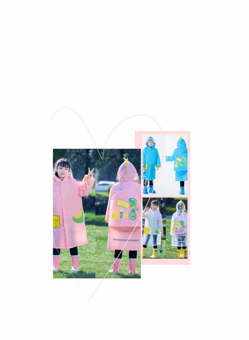 SYOSI Kids Rain Poncho, Children's raincoats, Kids Raincoat Girls Boys Reusable Rain Poncho Jacket, Waterproof Jacket with Hood Toddler Rainwear Rain Coat (Dinosaur M)  - Image 5