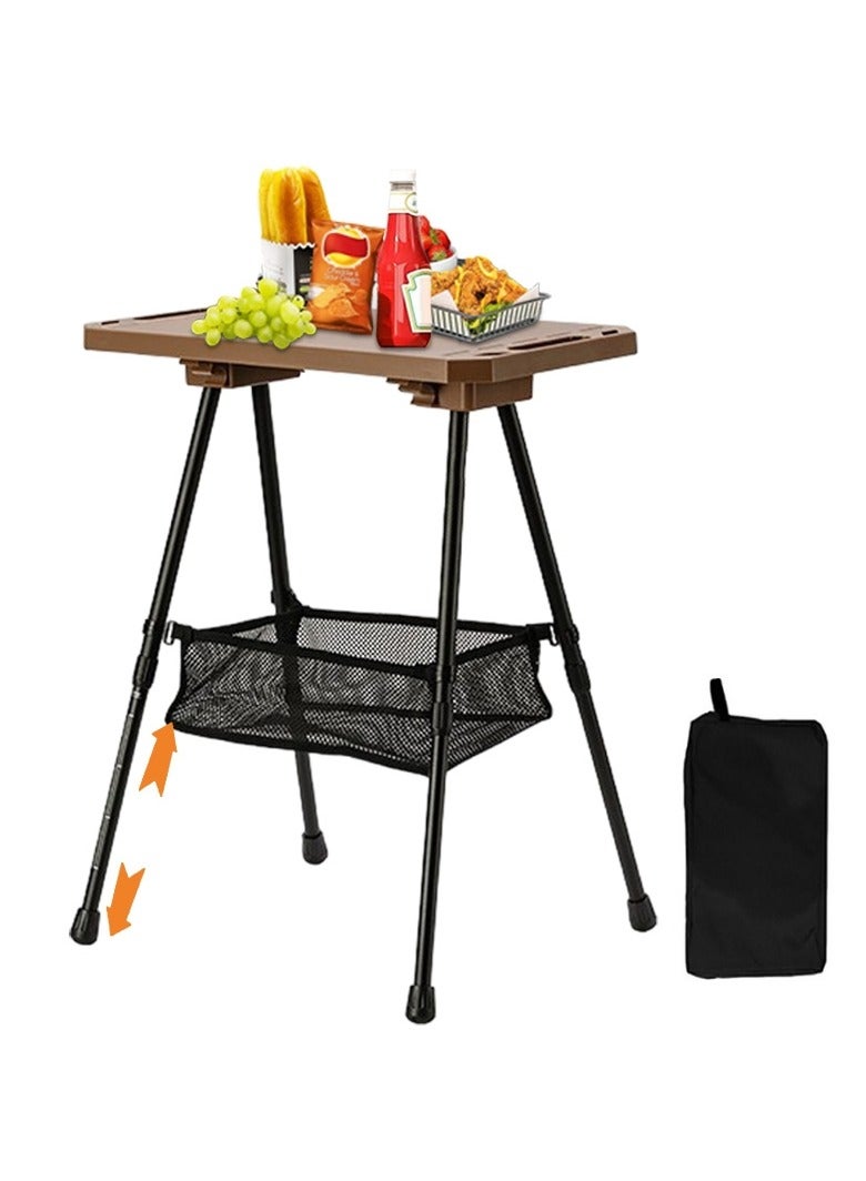 شو وو طاولة تخييم محمولة قابلة للطي مع حقيبة تخزين، طاولة تخييم قابلة للسحب، طاولة تخييم من سبائك الألومنيوم، طاولة شواء، طاولة خارجية قابلة للطي للاستخدام الداخلي والخارجي - Image 1