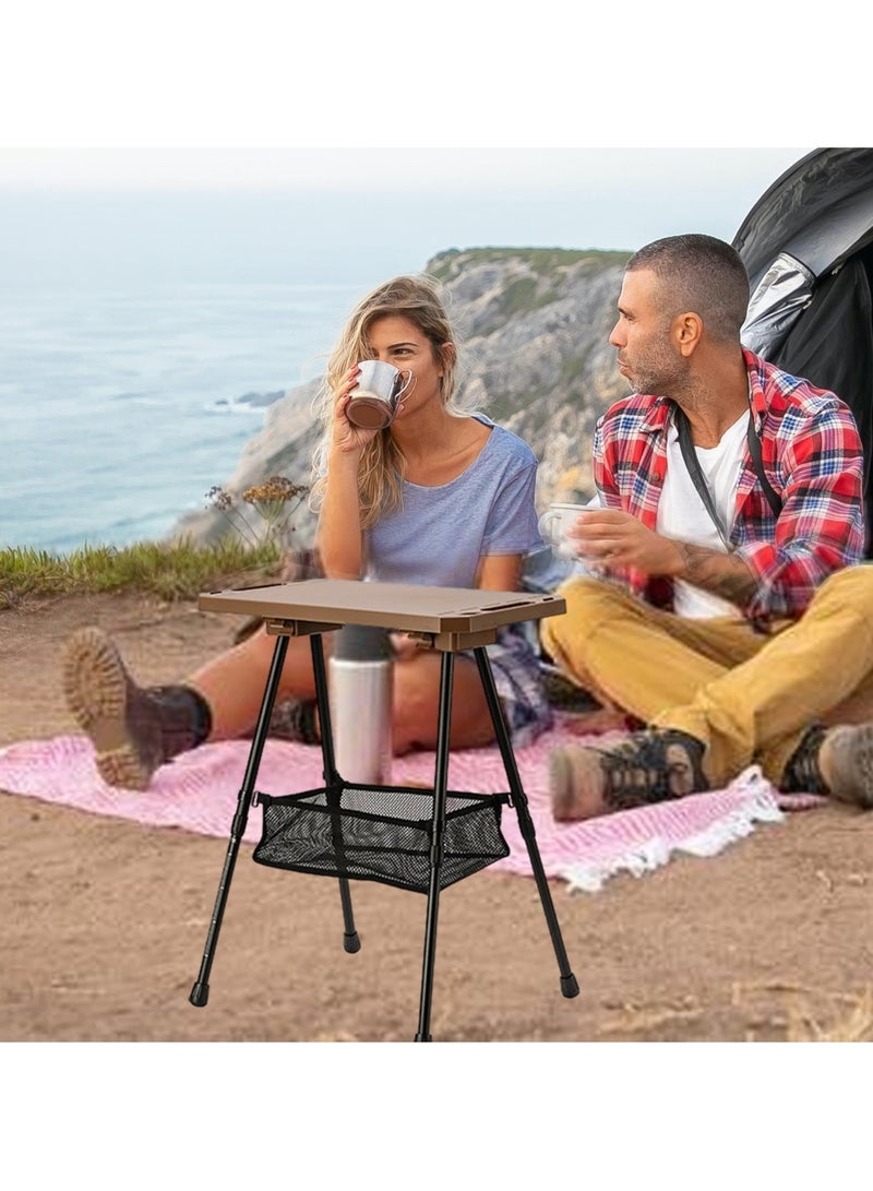 شو وو طاولة تخييم محمولة قابلة للطي مع حقيبة تخزين، طاولة تخييم قابلة للسحب، طاولة تخييم من سبائك الألومنيوم، طاولة شواء، طاولة خارجية قابلة للطي للاستخدام الداخلي والخارجي - Image 4