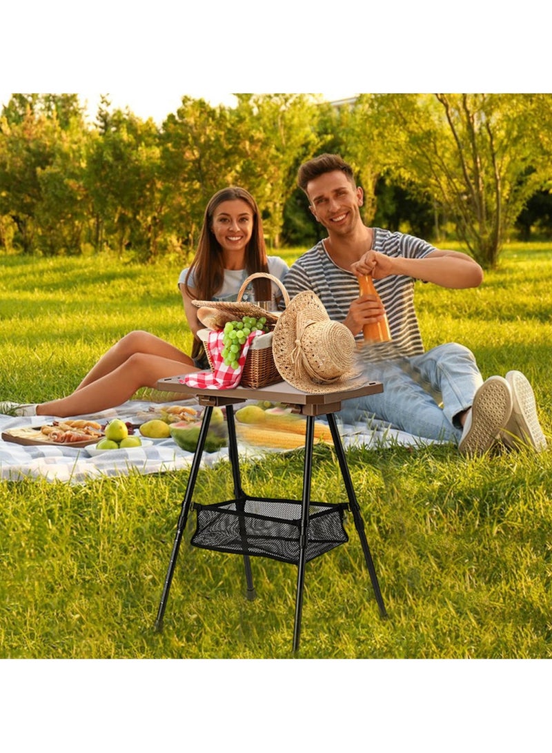 شو وو طاولة تخييم محمولة قابلة للطي مع حقيبة تخزين، طاولة تخييم قابلة للسحب، طاولة تخييم من سبائك الألومنيوم، طاولة شواء، طاولة خارجية قابلة للطي للاستخدام الداخلي والخارجي - Image 2