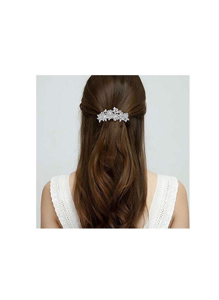 EVER FAITH - EVER FAITH Women's Crystal Eleagnt Bridal Flower Cluster Headpiece Accessory Hair Barrette Clear Silver-Tone - Image 1