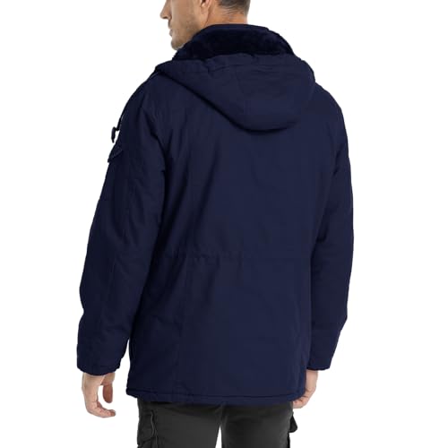 CHEXPEL Mens Tactical Jacket Outdoor Thermal Warm Cotton Big and Tall Fleece Lined Thicken Bomber Jacket Parka Jackets for Men Navy S - Image 2