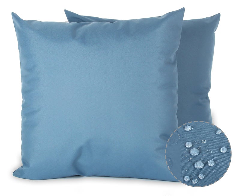 Sigmat Waterproof Outdoor Pillow Covers Fade Resistant Decorative Throw Pillowcases for Patio  Sofa and Chair Set of 2  20x20 Inch  Airy Blue - Image 5