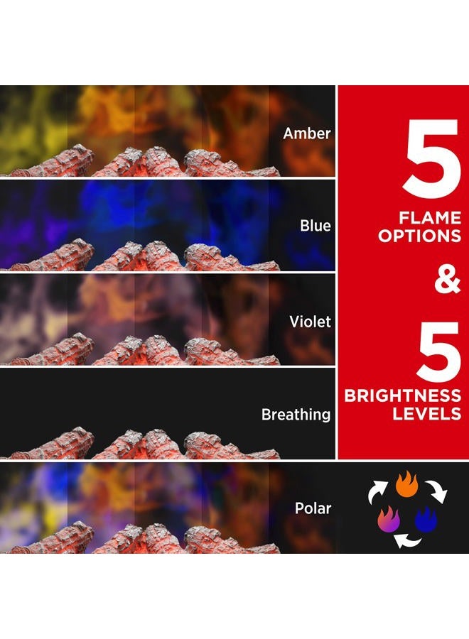 TURBRO Eternal Flame 26-Inch Infrared Quartz Electric Fireplace Log Heater, Realistic Pinewood Logs, Adjustable Flame Colors, Remote Control, Thermostat, Timer, EF26-PB, 1500W - Image 2