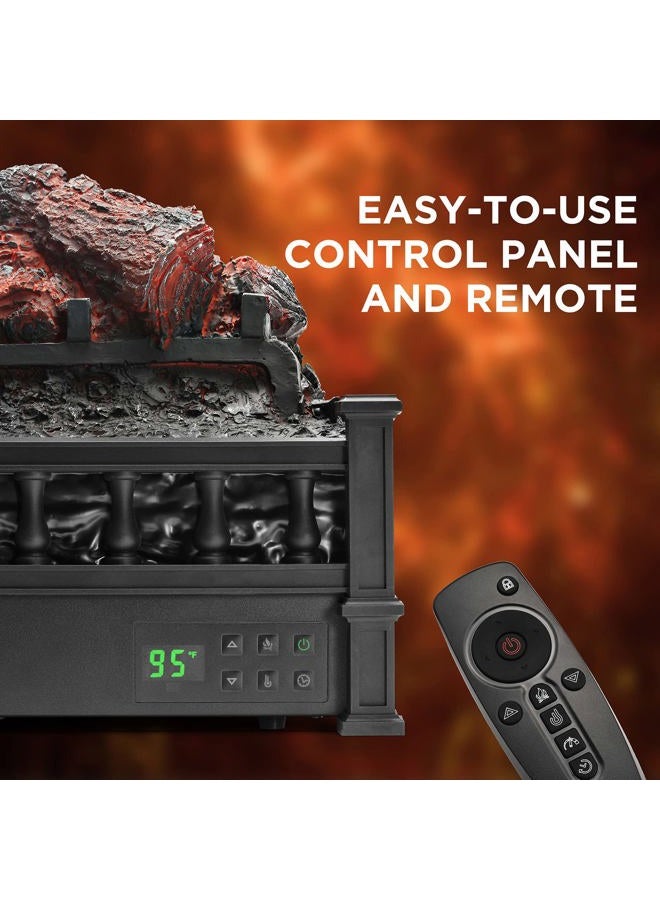 TURBRO Eternal Flame 26-Inch Infrared Quartz Electric Fireplace Log Heater, Realistic Pinewood Logs, Adjustable Flame Colors, Remote Control, Thermostat, Timer, EF26-PB, 1500W - Image 4