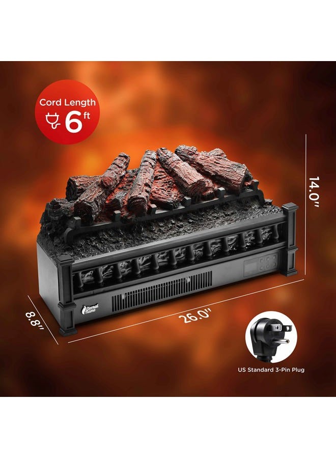 TURBRO Eternal Flame 26-Inch Infrared Quartz Electric Fireplace Log Heater, Realistic Pinewood Logs, Adjustable Flame Colors, Remote Control, Thermostat, Timer, EF26-PB, 1500W - Image 5