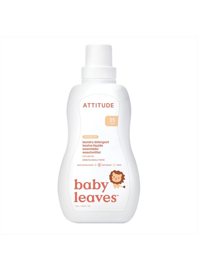 Attitude سائل منظف ملابس الأطفال، معتمد من EWG، آمن لملابس الأطفال، للرضع والمولودين الجدد، صابون غسيل نباتي ومشتق طبيعياً، متوافق مع HE، نكتار الكمثرى، 35 غسلة، 35.5 أونصة سائلة - Image 1