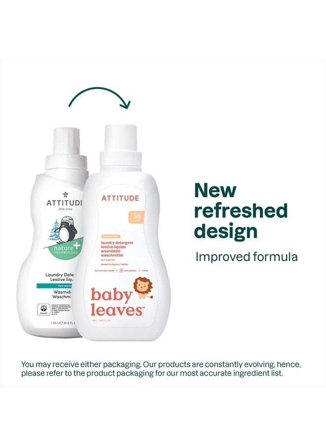Attitude سائل منظف ملابس الأطفال، معتمد من EWG، آمن لملابس الأطفال، للرضع والمولودين الجدد، صابون غسيل نباتي ومشتق طبيعياً، متوافق مع HE، نكتار الكمثرى، 35 غسلة، 35.5 أونصة سائلة - Image 2