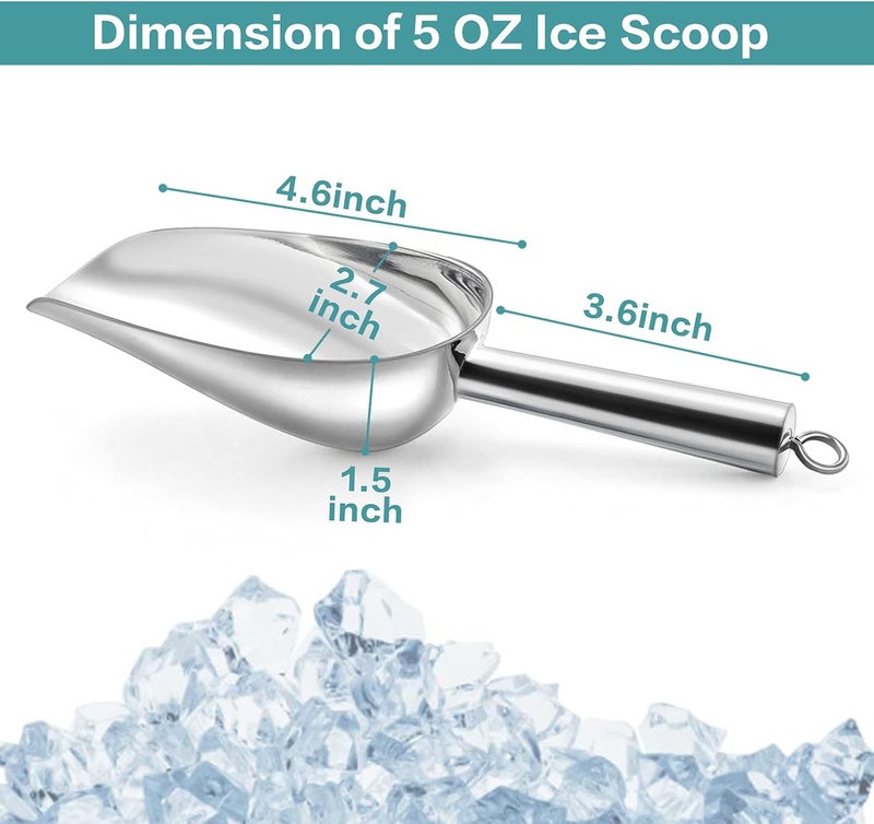 TeamFar Stainless Steel Ice Scoop, Small Metal Food Candy Scoop for Kitchen Bar Party Wedding - 5 Ounces - Image 2