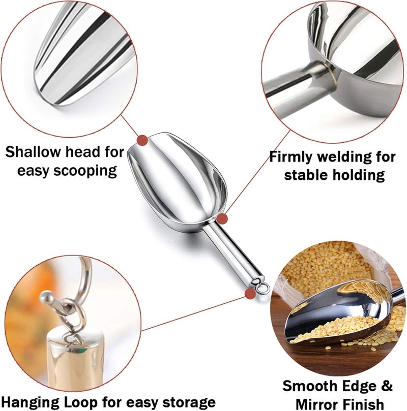 TeamFar Stainless Steel Ice Scoop, Small Metal Food Candy Scoop for Kitchen Bar Party Wedding - 5 Ounces - Image 3