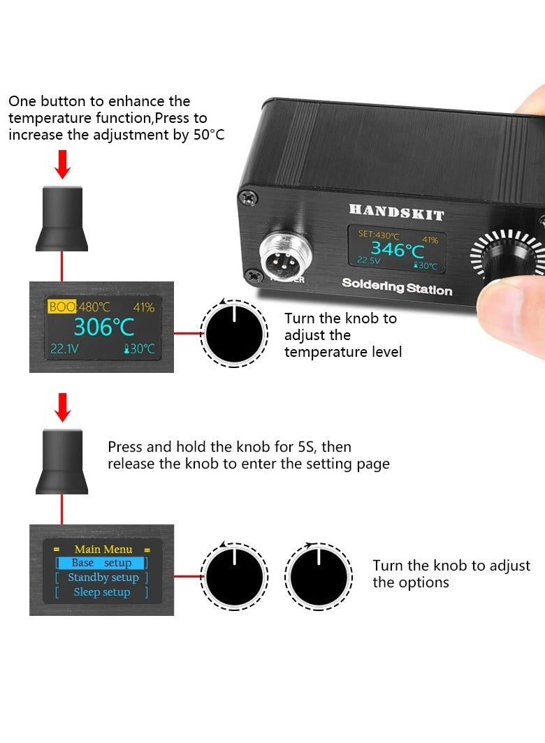 HANDSKIT T12 Mini OLED Digital Soldering Station with Electronic Soldering Iron Tip - Image 2