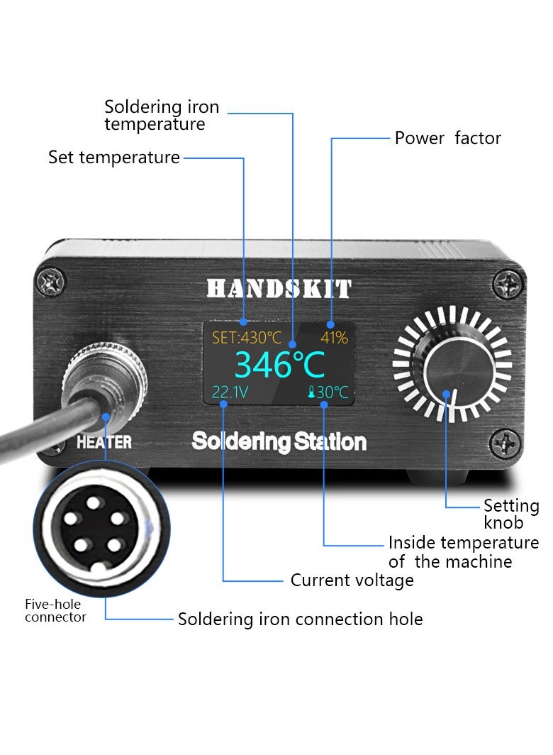 HANDSKIT T12 Mini OLED Digital Soldering Station with Electronic Soldering Iron Tip - Image 5
