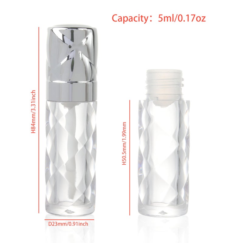 COSIDEA 16pcs Round 5ml 0.17oz silver Empty lip gloss tubes with wand prismatic Lipgloss tube containers for lip oil packing - Image 2