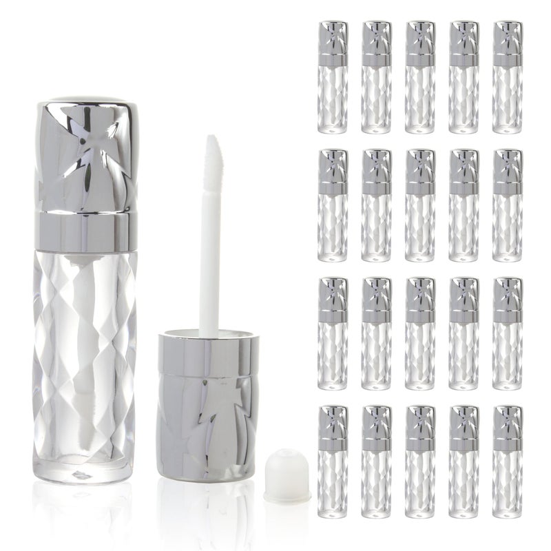 COSIDEA 16pcs Round 5ml 0.17oz silver Empty lip gloss tubes with wand prismatic Lipgloss tube containers for lip oil packing - Image 1