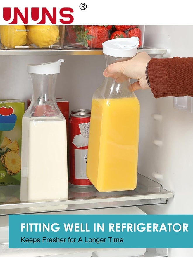 UNUNS Juice Containers,4pcs1500ml Juice Bottle,Milk Bottle,Plastic 50 Oz Water Carafe with Flip Top Lid,Juice Containers,Clear Plastic Pitcher for Water,Iced Tea,Juice,Beverage - Image 3