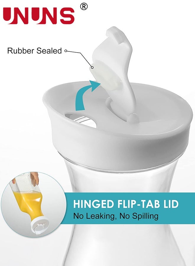 UNUNS Juice Containers,4pcs1500ml Juice Bottle,Milk Bottle,Plastic 50 Oz Water Carafe with Flip Top Lid,Juice Containers,Clear Plastic Pitcher for Water,Iced Tea,Juice,Beverage - Image 2
