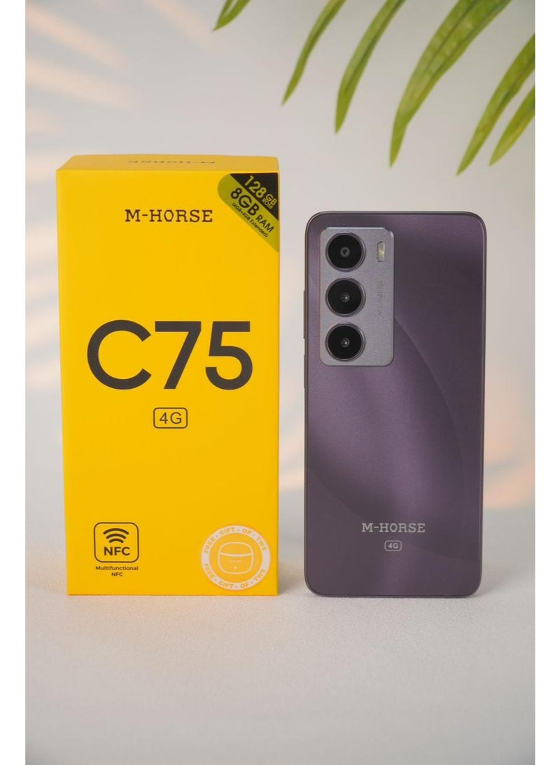 إم-هورس هاتف M-HORSE C75 – ذاكرة RAM سعة 8 جيجابايت، وسعة تخزين 128 جيجابايت، يدعم 4G، باللون البنفسجي - Image 1