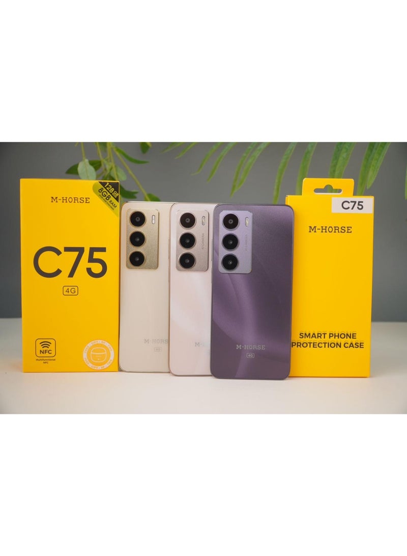 إم-هورس هاتف M-HORSE C75 – ذاكرة RAM سعة 8 جيجابايت، وسعة تخزين 128 جيجابايت، يدعم 4G، باللون البنفسجي - Image 2