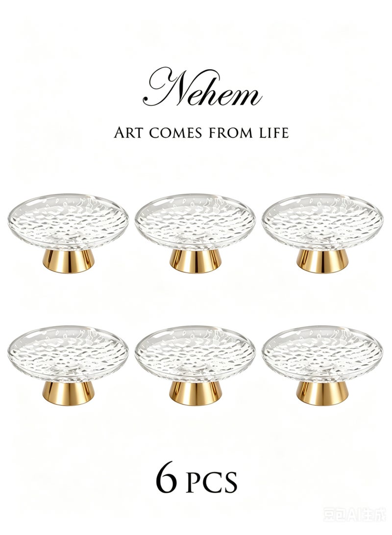 nehem 6 PCS Clear Serving Tray, Serving Plate, Elegant Polka Dot Pattern Clear Trays, Spill-Proof Tray, Decorative Serving Tray for Candy, Fruit, Nuts & Desserts - Image 1