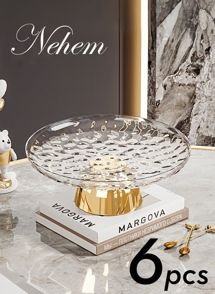 nehem 6 PCS Clear Serving Tray, Serving Plate, Elegant Polka Dot Pattern Clear Trays, Spill-Proof Tray, Decorative Serving Tray for Candy, Fruit, Nuts & Desserts - Image 3
