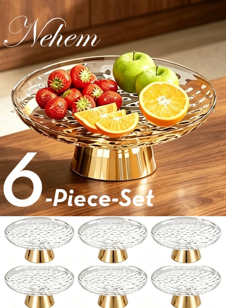 nehem 6 PCS Clear Serving Tray, Serving Plate, Elegant Polka Dot Pattern Clear Trays, Spill-Proof Tray, Decorative Serving Tray for Candy, Fruit, Nuts & Desserts - Image 1