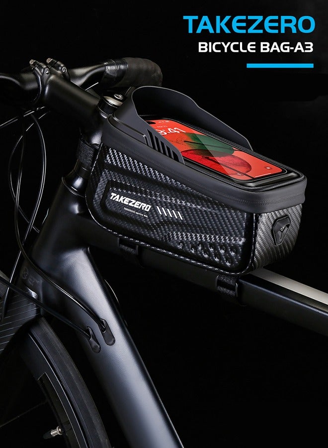 Waterproof Pouch Bike Bag Bicycle Bag Front Handlebar Frame, Touch Screen Mobile Phone Mount Holder Basket with Storage up to 6.8 - Image 2
